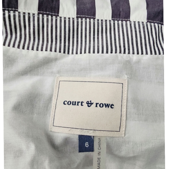 Court & Rowe Blue & White Striped Tie Waist Sleeveless Midi Shirt Dress Size 6 - Picture 6 of 8